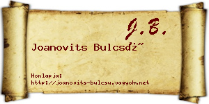 Joanovits Bulcsú névjegykártya